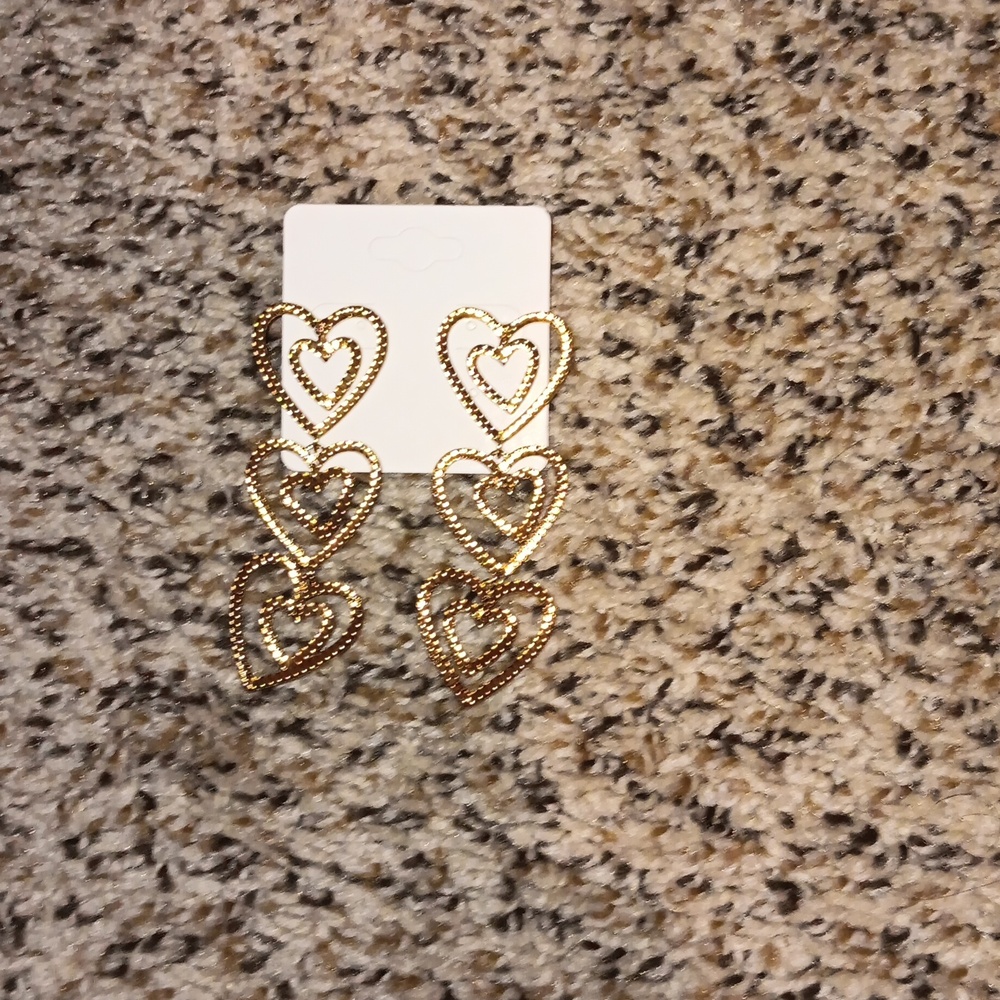 Triple Tier Heart Earrings